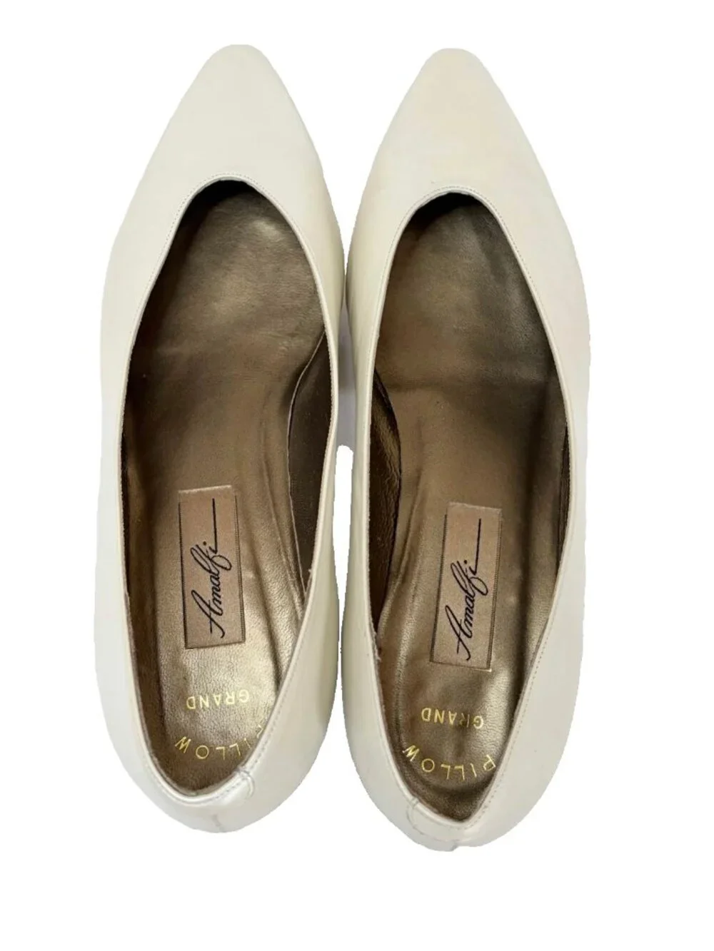 Vintage Amalfi Grand Ivory Cream Leather Pumps Size 10B Italy Pillow Grand - Picture 6 of 10